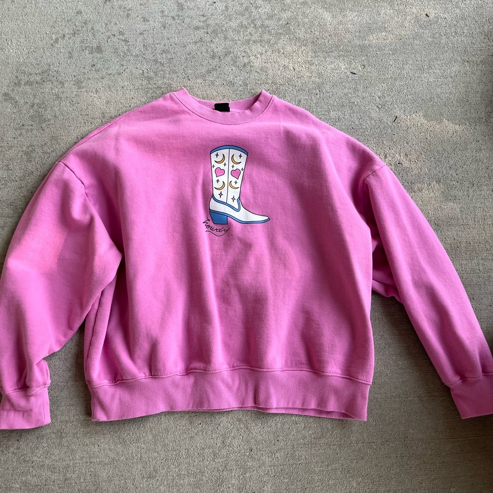 Pacsun howdy cowboy boot crewneck sweatshirt